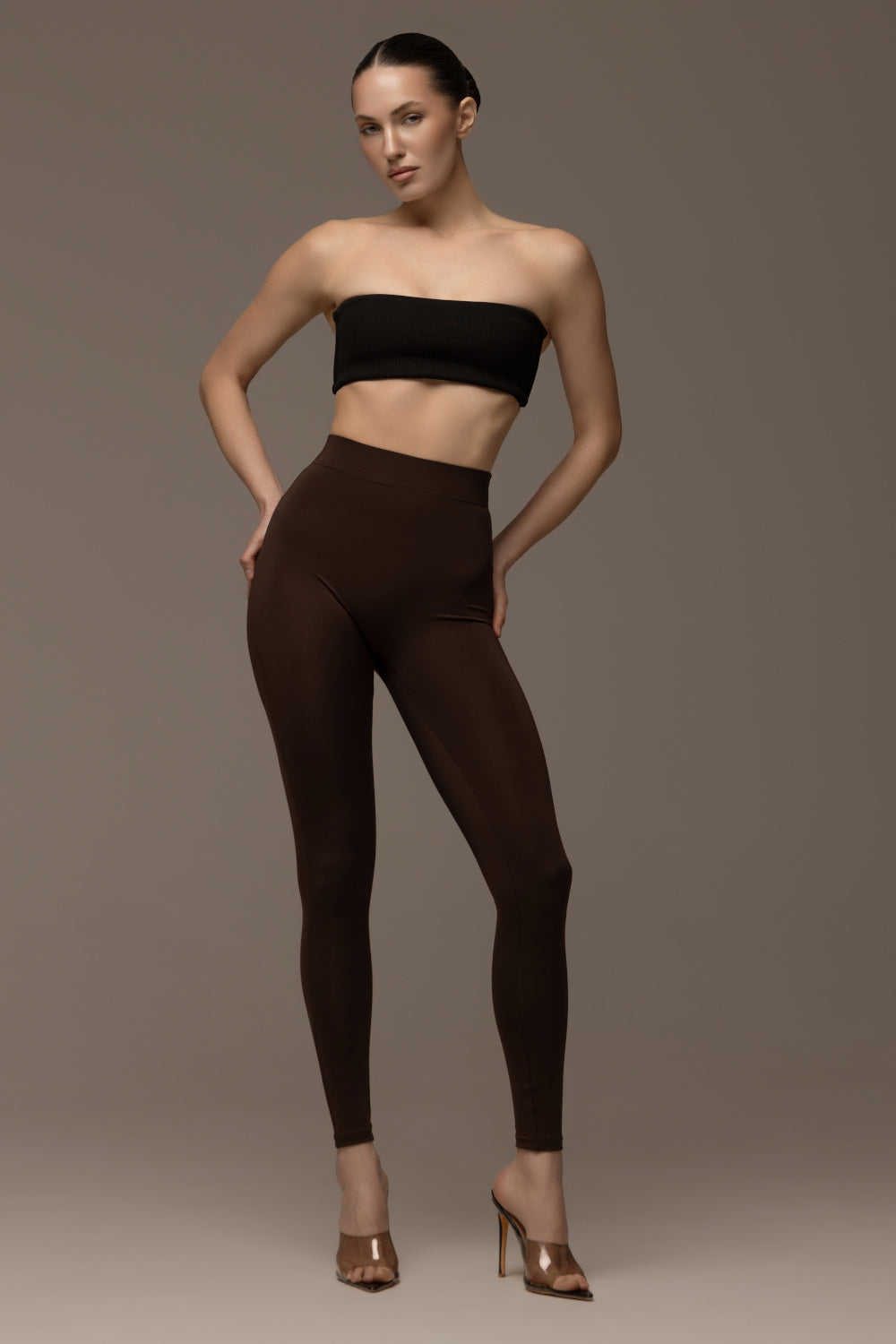 Matte brown leggings